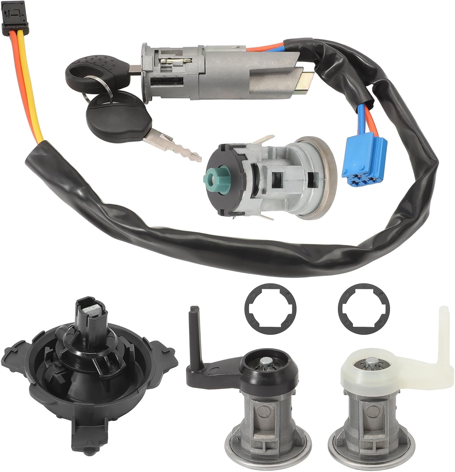 Kit completo de 3 cerraduras + bombin + tapón de depósito + 2 llaves compatibles para Peugeot 206 (1998-)